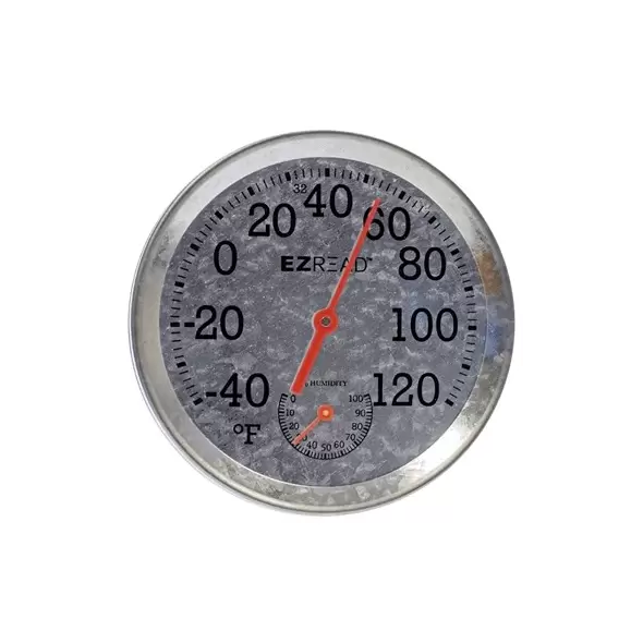 Headwind 8" EZ Read Metal Dial Thermometer/ Hygrometer Antique Aluminum