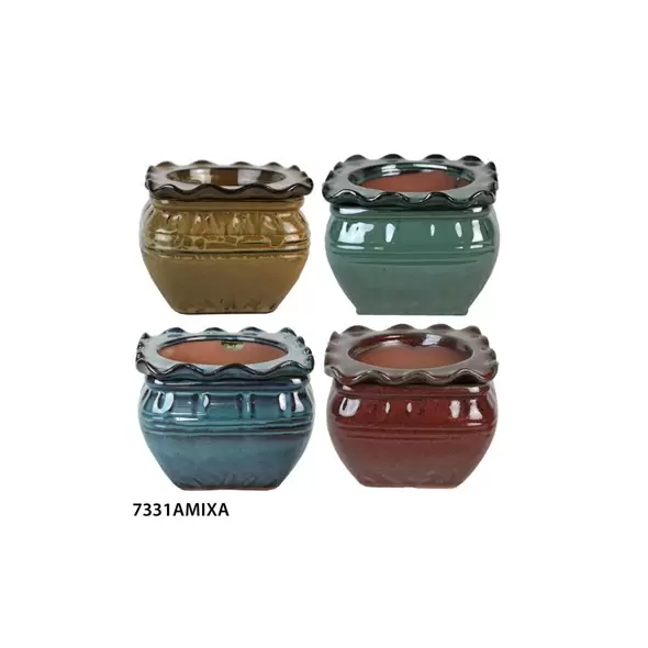 MCarr 4PC 7.5" Self Water Scallop Pot Mixed Asst