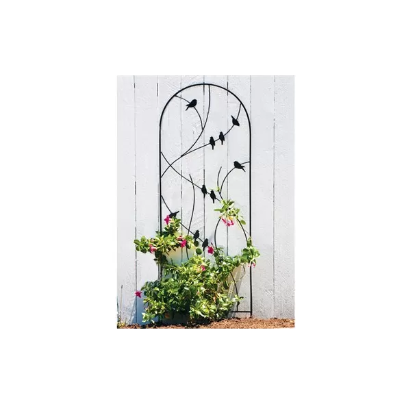 Panacea 72" Perched Bird Trellis Black