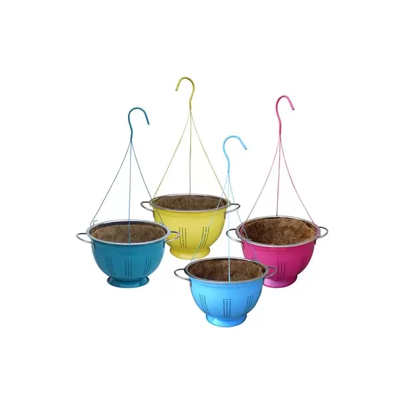 VCS 11" Hanging Colorful Colander Planter with Coco Liner