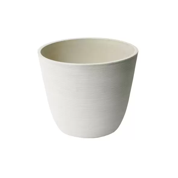 Algreen 14"x11" Round Ribbed Planter Whitesand