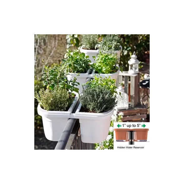 Apollo 16" Double Sided Adjustable Railing Planter White