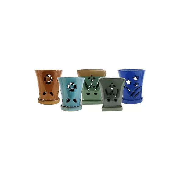 MCarr 6pc Tall Orchid Pot 3 Styles Mixed Assortment