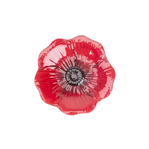 Panacea 16" Red Poppy Glass Bird Bath With Stand