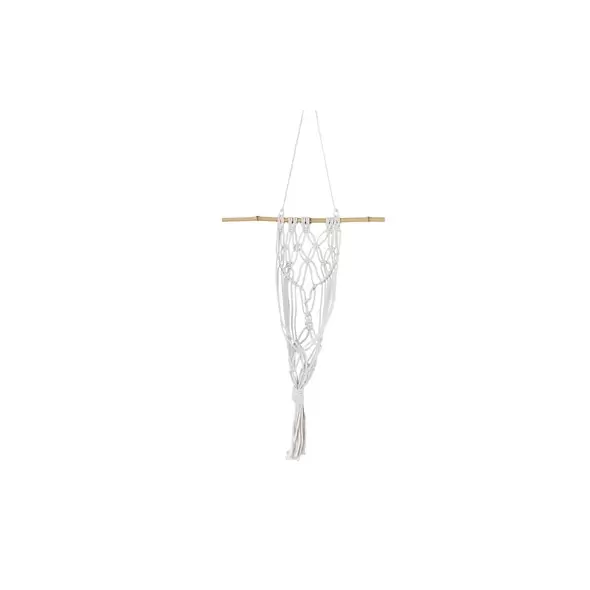 Primitive Large Macrame Wall Planter Antique White