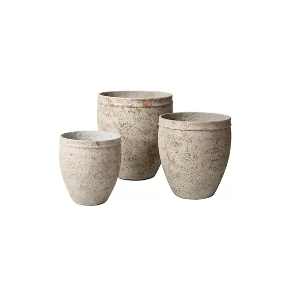 MCarr 3pc Tall Round Planter Set Terra White