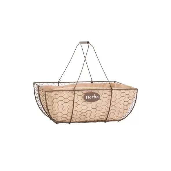 Panacea 14" Herb Basket With Burlap Liner Rust