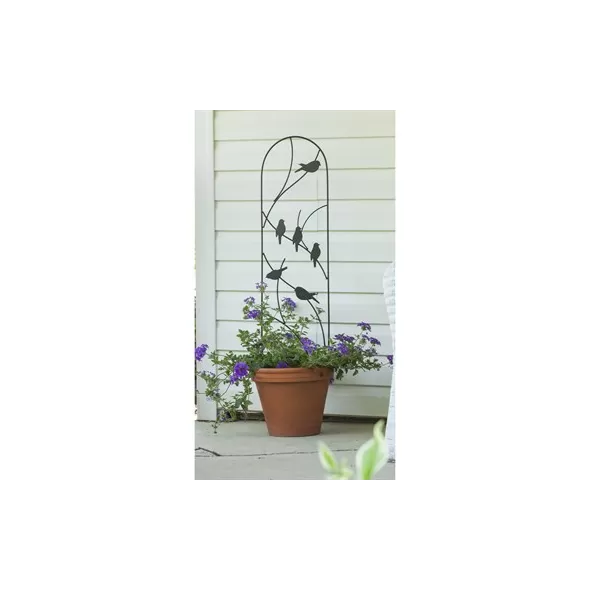 Panacea 40" Perched Bird Pot Trellis Black
