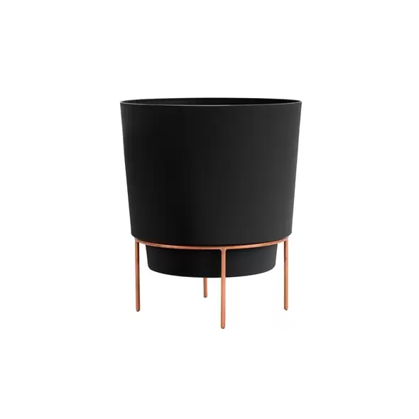 Bloem 6" Hopson Planter Black With Metal Stand