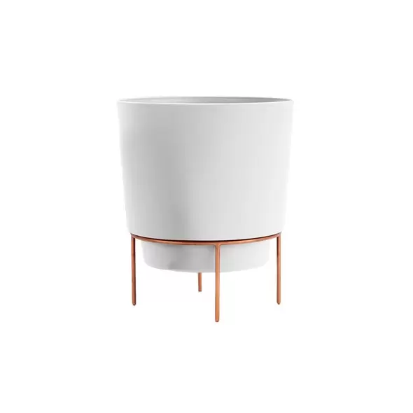 Bloem 10" Hopson Planter Casper White With Metal Stand