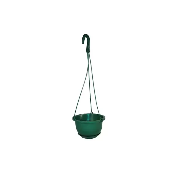 BLD 6.00 HANGING BASKET WITH SAUCER PLASTIC HANGER GREEN 6903021