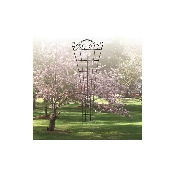 Panacea 84" Romantic Fan Curved Trellis Black