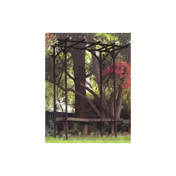 Panacea 84"x76"x26" Black Garden Arbor With Vines