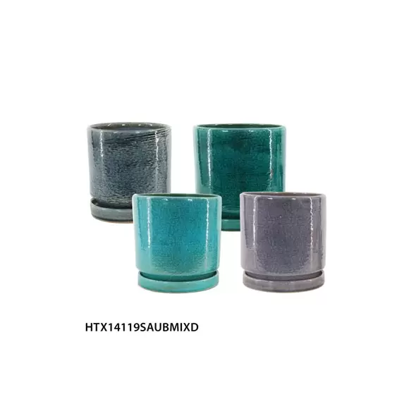 MCarr 12PC Round Cache Pot W/Saucer Mix Colors