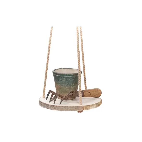 Primitve 6" Hanging Hardwood with Jute Hanger