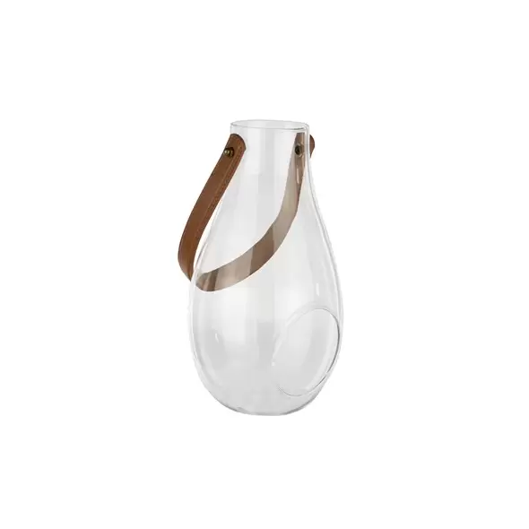 SSI 9.75" Lantern With Leather Handle Crystal
