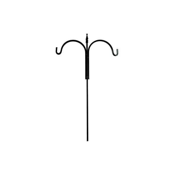 AGW 90"x24" Square Tall Double Shepherd Hook w/ Finial Black