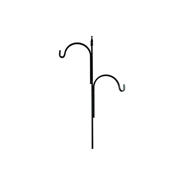 AGW 90"x24" Square Tall Offset Shepherd Hook w/ Finial Black
