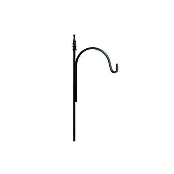 AGW 90"x12" Square Tall Single Shepherd Hook w/ Finial Black