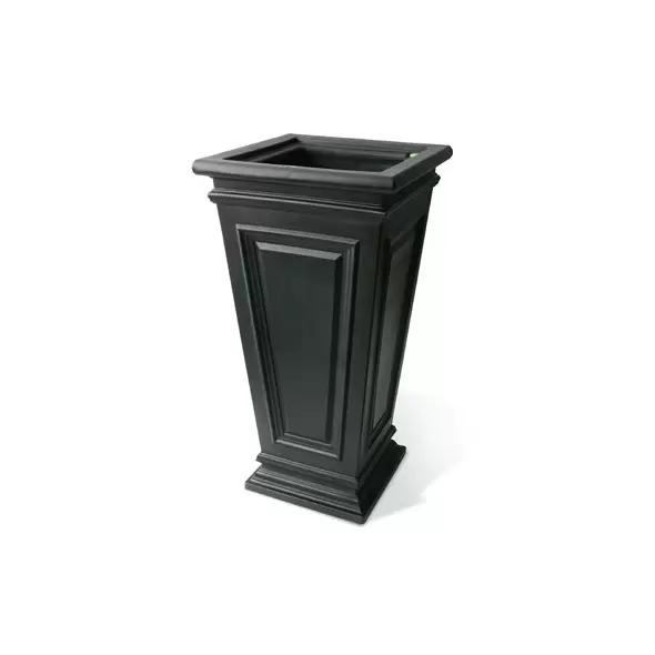Algreen 27" Covington Square Taper Self Water Planter Black