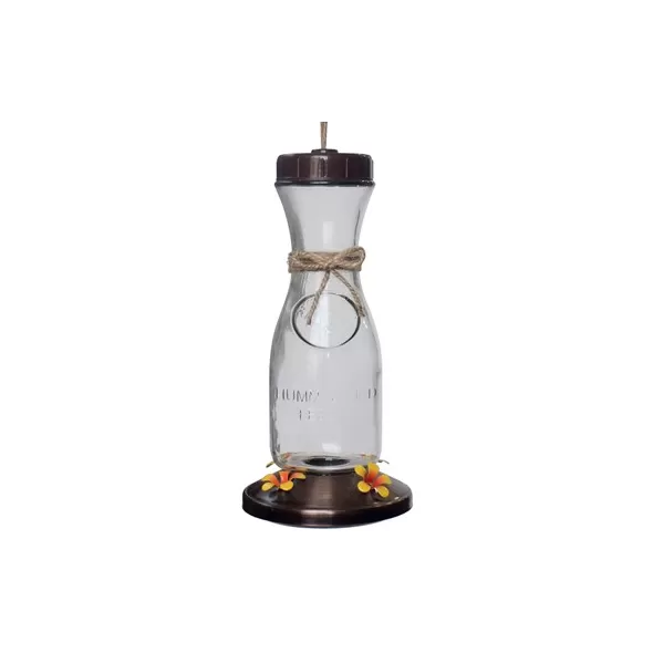 Friends of Flight 21oz Wine Carafe Glass Hummingbird Feeder with Copper Metal Base