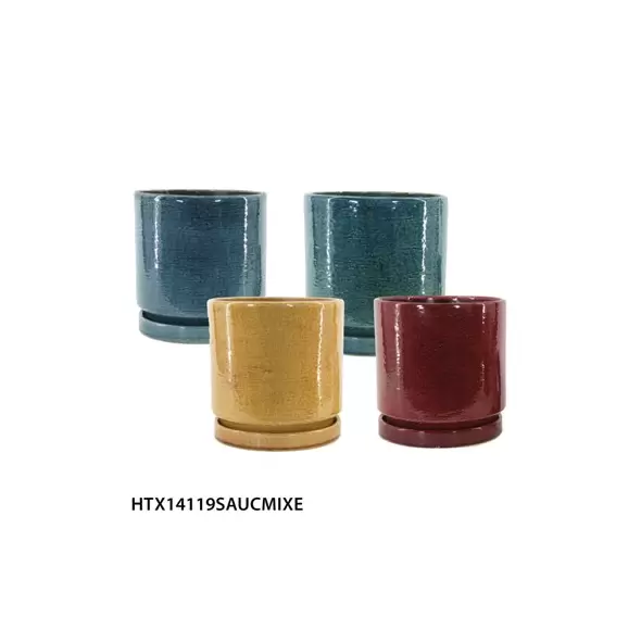 MCarr 18PC Round Cache Pot W/Saucer Set Mix Colors