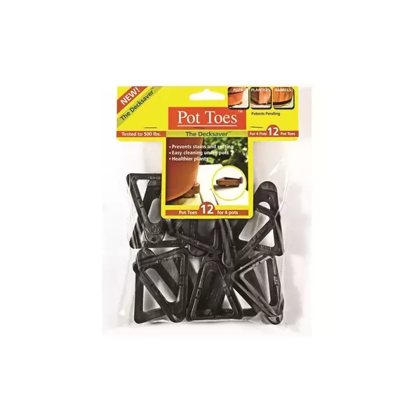Plant Stand Pot Toes Black 12pk Bag