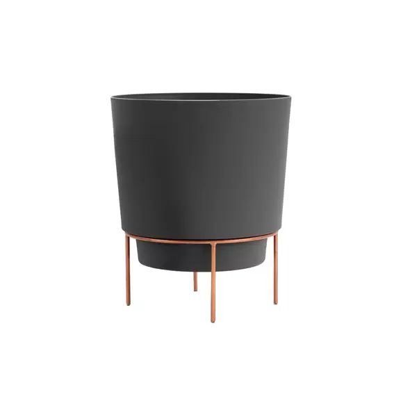 Bloem 6" Hopson Planter Charcoal With Metal Stand