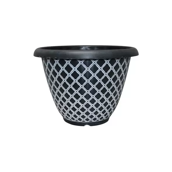 Southern Patio 13" Quilted Bell Planter Black & White