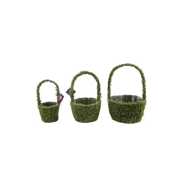 SuperMoss 3pc Vista Deco Round Basket Set w/Handle