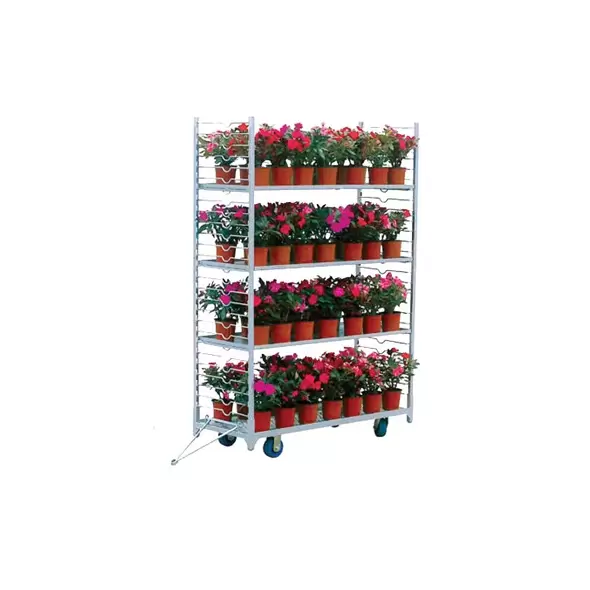 Grower Select 2259SS Sliding Shelf Cart 3 Shelves 2 End Pan