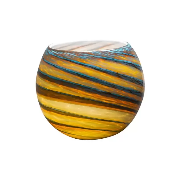 APM 8" Orb Planter Blue/Amber Swirl