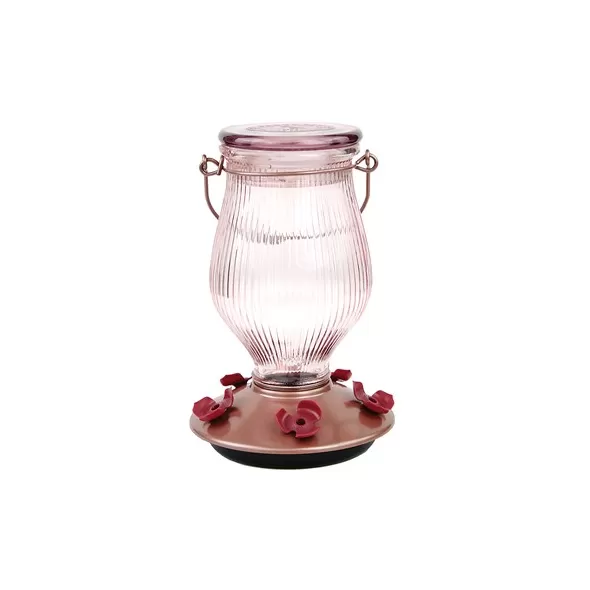 Perky Pet 24oz Glass Top Fill Hummingbird Feeder Rose Gold