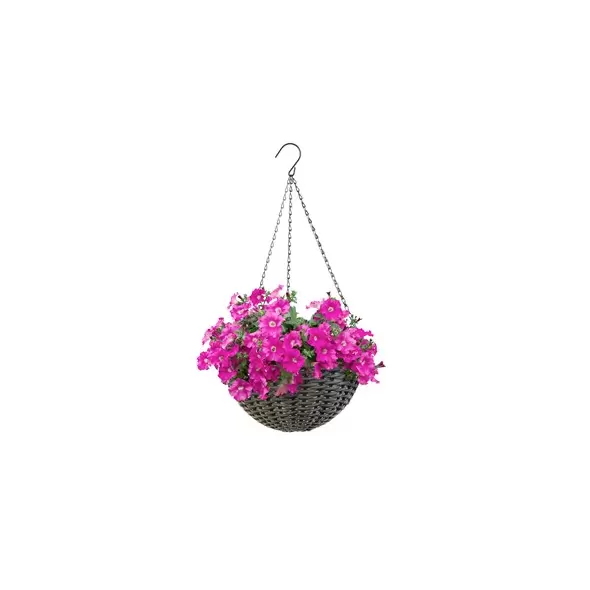 Panacea 14" Resin Woven Hanging Basket Gray