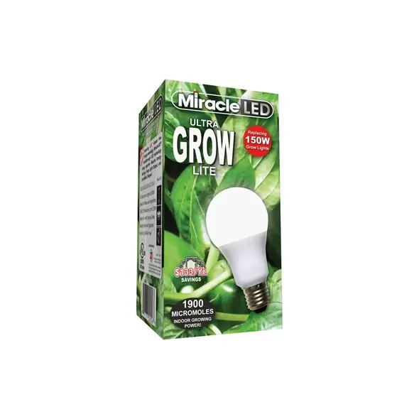 Miracle LED Commercial Hydroponic Ultra Grow Lite - Replaces up to 150W - Full Spectrum Daylight A19 LED Grow Light Bulb