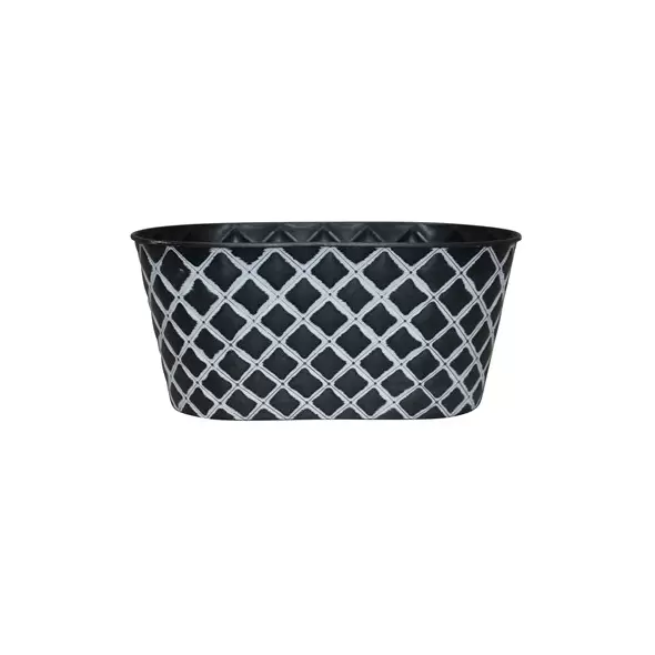 Southern Patio 14" Quilted Oval Planter Black & White