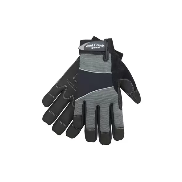 SWI West County Men Work Glove Coal Large Synthetic Leather Pad Palm