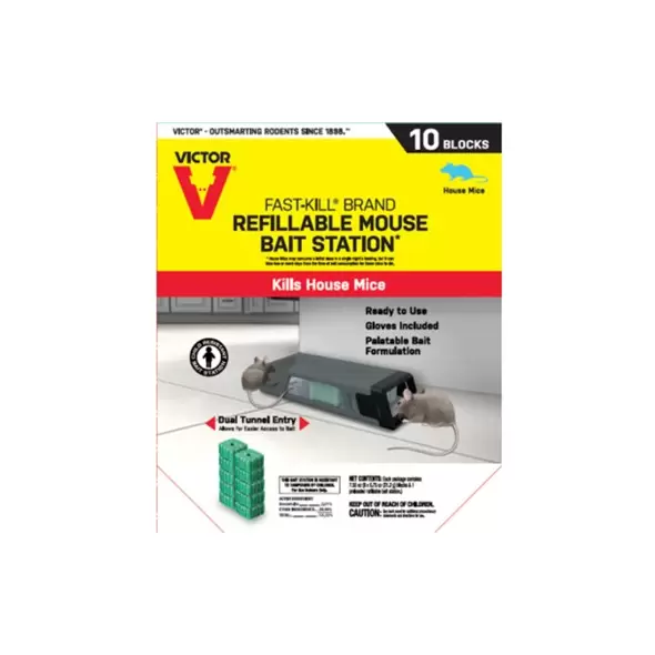 Victor 10pk Refillable Mouse Bait Station
