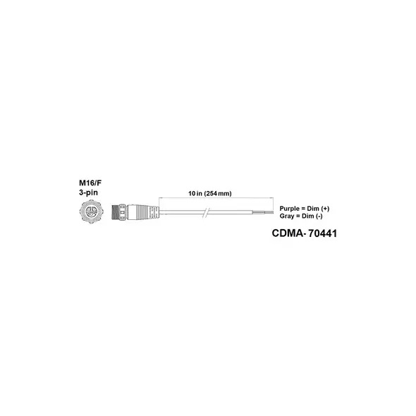 Fluence PSE1/Console DC Dimming Signal Cable, Pigtail to M16 Threaded Connector, 10" ( 254mm ) 10/CS