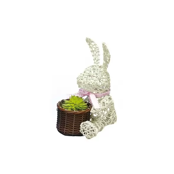 Gardener Select 9" Medium White Bunny Wicker Topiary 12/CS