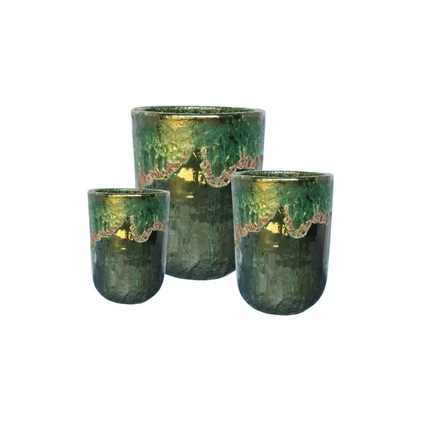 MCarr 12PC Tall Round Plt Volcanic Fall Green