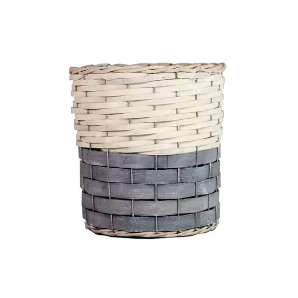Gardener Select 3pc Grey White Wood Round Woven Basket Planter 12/CS