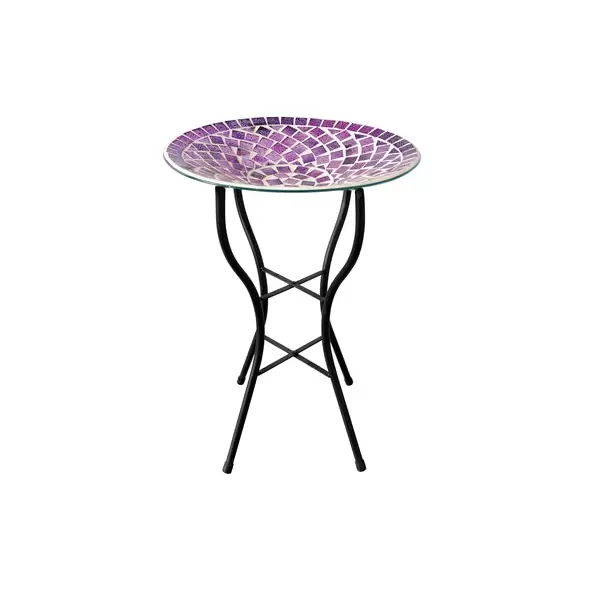 Gardener Select 14" Purple Haze Glass Birdbath w/Stand