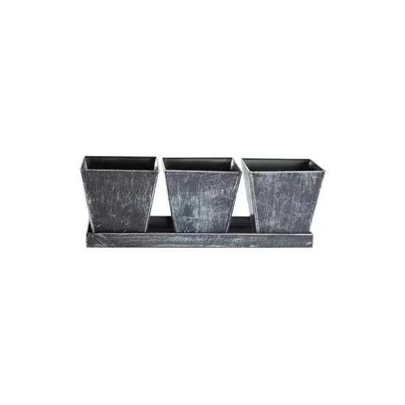Gardener Select 3 Square Pots with Tray Antique Black 12"x4"x4.1" 24/CS