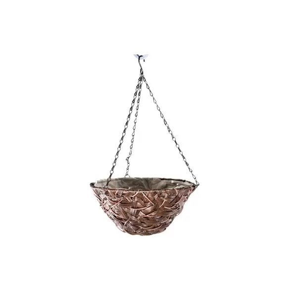 Gardener Select 14" Hanging Basket Round Brown Wicker 3 Strand Hanger 6/CS