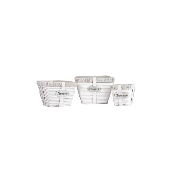 Gardener Select 3pc White Willow Square Flower Basket Planter 6/CS