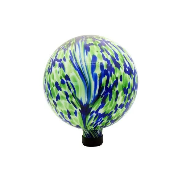 Gardener Select 10" Blue Green Abstract Planet Glass Garden Globe