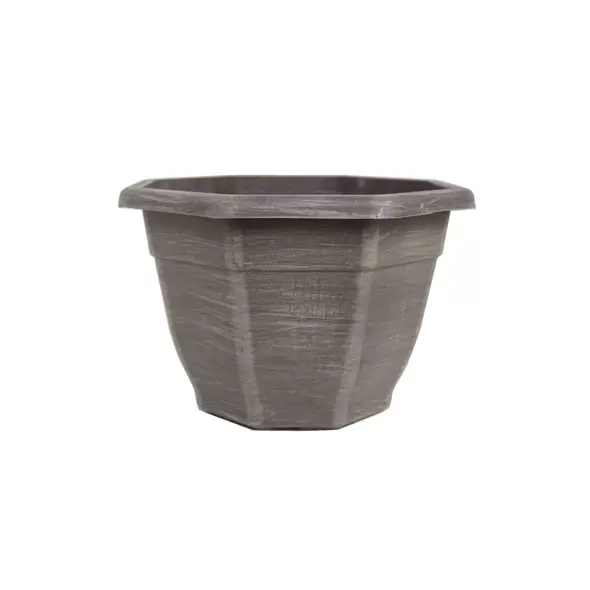 Grower Select 11.00 Octagon Planter Aged Cappuccino Tan Brush on Brown 1.64gal - 11in OD x 7.5in H x 6.37 BD 45/CS