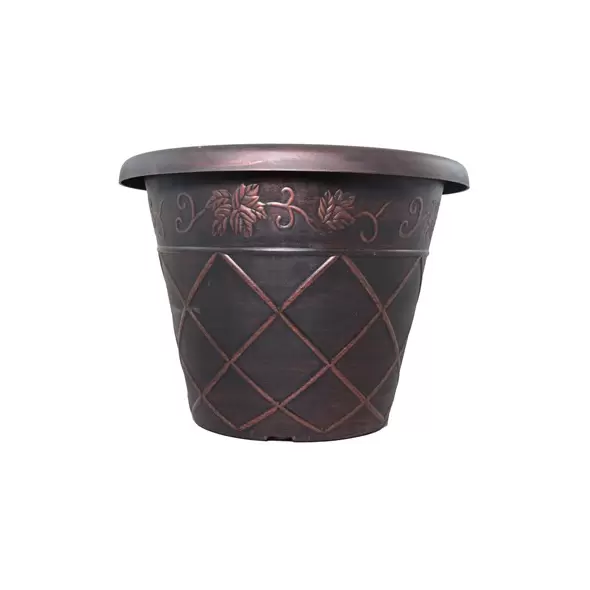 Grower Select 14.00 Lattice Pot Black / Copper 3.5gal 30/CS - 13.8in Top OD x 8.3in Base OD x 10.3in H