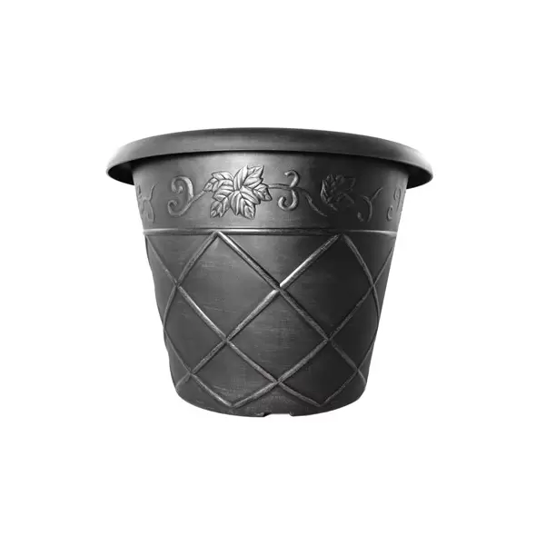 Grower Select 14.00 Lattice Pot Black / Silver 3.5gal 30/CS - 13.8in Top OD x 8.3in Base OD x 10.3in H